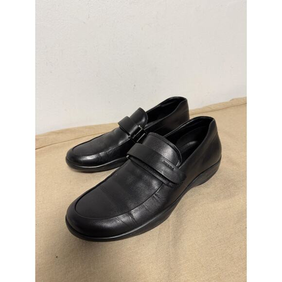 Prada Shoes Mens Size 8.5 Black Leather Loafers Slip On Dress Buckle 4P0327 main image 5
